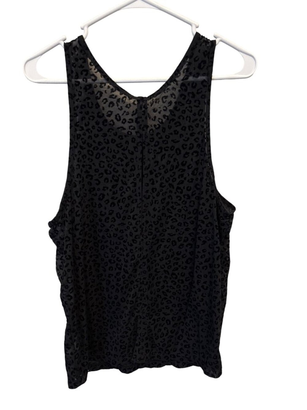 Zyia Active Tank Top Size Large Leopard Print Mesh Sleeveless Keyhole Back Black - Picture 3 of 7